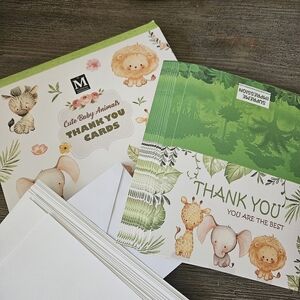 Cute Baby Animals Thank You Cards With Envelopes Set